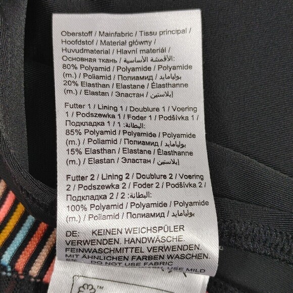 Ulla Popken Swimsuit Womens 28 Black Rainbow Stripe Strap Front Self-Bra Lined - Picture 14 of 14